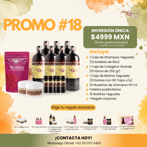 Promoción #18 - 1 Caja Shampoo Yeguada + 1 Caja Biotina Yeguada + 1 Caja de Colageno Capilar Gde